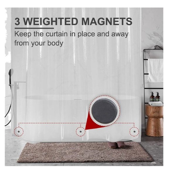 (2 Pack) PVC Vinyl Super Heavyweigt Waterproof Shower Curtain Liner Clear Color - Picture 6 of 9